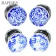 Blue and White Porcelain Ear Tunnels and Plugs Ear Stretching Expander Piercing Gauge for Ear Stud