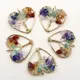 7 Chakra Natural Stone Tree of Life Pendant Necklace Handmade Heart Quartz Crystal Pendant DIY