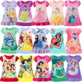 Mermaid Anna Elsa Dress Girls Nightdress Clothes Cartoon Pajamas Children's Clothing ShortSleeve