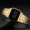 Digital Watch For Women Luxury Gold Silver Fashion Steel LED Number Wristwatch Electronic Men Sports