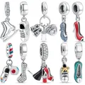 New 925 Silver High Heels Soccer Boots Skate Shoes Series Pendant Beads Fit Original Pandora Charm