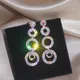 Luxury Full Crystal Big Circle Drop Earrings for Women Long Multicolored Rhinestone Dangle Earrings