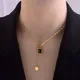 European and American luxury cubic zirconia stainless steel gold colour necklace female Korean