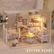 Kitten Mini Doll House Mini Model Building Kit Assembled House Home Kit Creative Room Bedroom