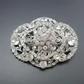 1 Piece Fashion Women Rhodium Plated Rhinestone Crystal Vintage Oval Bridal Wedding Collar Brooch