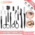 12PCS Eyebrow Trimmer Set Scissors Tweezers Eyebrow Razor Scraping Eyebrow Comb Razor Eyebrow Clip