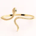 High Quality 18K Gold Plated Copper Metal CZ Cubic Zirconia Animal Snake Bangles Cuff Bracelets For