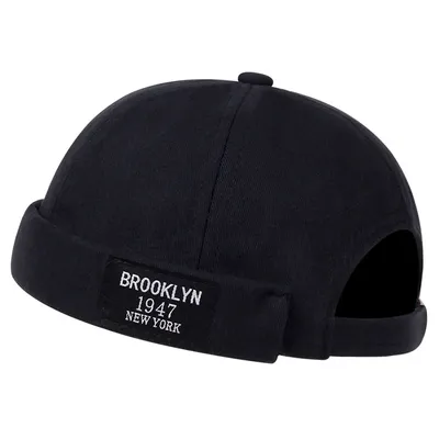 Menwomen skull cap sailor headdress leaf rivets embroidery warm rolled cuff cap blanket brimless plain hat adjustable cotton hat