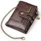 New Men Wallets PU Leather Short Card Holder Chain Luxury Brand Men's Purse High Quality Classic