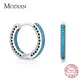 MODIAN Heart To Heart Ear Buckle Pure 925 Sterling Silver Vintage Turquoise Hoop Earrings For Women