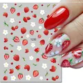 3d Nail Art Decals Cute White Petals Florals Flowers Strawberry Fruits Adhesive Sliders Nail