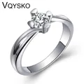 Austria Crystal Channel Stainless steel ring wedding engagement Zircon Crystal Rings women jewelry