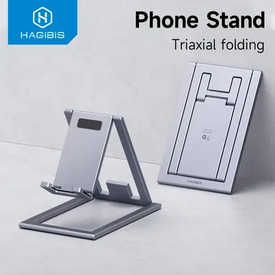 Hagibis Phone Stand Aluminum Cell Phone Adjustable Desk Phone Holder for iPhone 16 15 14 Pro Max SE Tablet Support Mount Stand