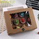 5pcs 12 Cup Muffin Cupcake Box With Cake Tray Kraft Paper Cake Box Wedding Birthday Party Dessert