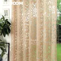 LEEJOOM Eyelet Curtains Luxury European Curtains for Living Room Floral Jacquard Tulle 1PC