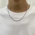 Small Imitation Pearl Beads Chain Short Choker Necklace for Men Trendy Beaded Chain Necklace on Neck