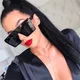 Oversized Square Sunglasses Women 2023 Luxury Brand Fashion Flat Top Red Black Clear Lens One Piece