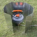 9/10 Plates Foldable Gas Stove Windshield Aluminum Alloy Wind Screen Outdoor Camping Picnic Cooking