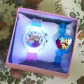 Disney Flash Light Girls Elsa Watches Kids with Bracelet Silicone Strap Princess Children Watches