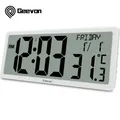 Geevon 14.3" Atomic Clocks Auto-Set Large Digital Atomic Wall Clock with Temperature Date 4.4" Jumbo