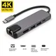 USBC to RJ45 HDMI-compatible USB 3.0 Type C Port Hub Gigabit Ethernet Lan 4K for Macbook Pro Air