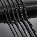 2mm/3mm/4mm Thickness Black Color Stainless Steel Square Box Chain Necklace for Men Women Classic