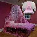 Girls Bed Canopy with Glowing Stars Dome Hanging Mosquito Net Princess Baby Crib Canopy Room Decor