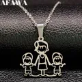 Mothers and Children Family Stainless Steel Necklaces Silver Color Necklace Jewelry dia de la madre