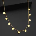 Stainless Steel Necklaces Geometric Round Coin Mini Pendants Aesthetic Clavicle Chain Choker