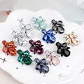 LUBOV Opal Stone Stud Earrings Crystal Girls Earrings Fashion Christmas Party Brand Elegant Crystal