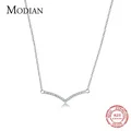 Modian Simple Fashion Cubic Zirconia Pendant Real 925 Sterling Silver Chain Link Chain Necklace For