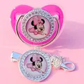 Minnie Mouse Silver Mouth Clips with Rhinestone BPA Free Babi Nurse Feeding Silicone Pacifier for