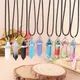 Natural Stone Quartz Lapis Opal Amethyst Pink Crystal Stone Hexagonal Column Pendant Necklaces