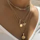 KISS WIFE Vintage Multilayer Golden Chain Necklace For Women Coin Angel Rose Flower Pendant Necklace