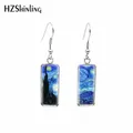 2019 New Van Gogh Paintings Fish Hook Earring The Starry Night Rectangular Earrings Glass Hand Craft