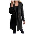 NECHOLOGY Petite Jackets Woman Artificial Wool Coat Lapel Elegant Blend Slim Female Long Coat Womens Hiking Jacket Black XX-Large