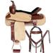 SS 15 In Western Horse Ranch Roping Cowboy Saddle American Leather Tack Set Brown/Tan Comfytack