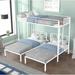 Steel Triple Twin Bunk Bed, Separable Design, Full-Length Guard Rails