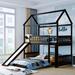 Twin Over Twin Bunk Bed with Slide, House Bed Design, Legs