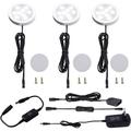 Under Cabinet LED Puck Lighting Kit Black Cord with Touch Dimmer Switch for Kitchen Showcase Cupboard Closet Lighting 3 Lights 6W (Daylight White)