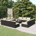 vidaXL 13 Piece Patio Lounge Set with Cushions Poly Rattan Black