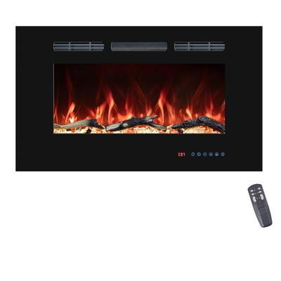 Electric Fireplace Inserts, Wall Mounted with 13 Flame Colors, Thermostat in Black