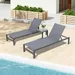 Ulax Furniture 3 Pieces Outdoor Patio Aluminum Reclining Chaise Lounge Chairs Set with C Shaped Side Table