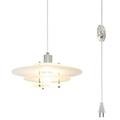 FSLiving Hanging Swag Lamp Portable Pendant Light with 15ft Plug-in UL Dimmable Cord Silver Finished E26 Socket Nebula Shape Retro Handmade White Acrylic Lamp Hanging Lamp Customizable - 1 Light