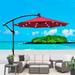 10FT Outdoor Patio Umbrella with Solar Powered LED Lighted Sun Shade Waterproof 8 Ribs Umbrella with Crank and Cross Base Extra Large Umbrella for Garden Deck Swimming Pool