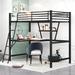 Sturdy Metal Loft Bed with Desk and Shelf, Twin Size