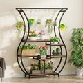 Tribesigns 6-Tier Plant Stand 70.9 Tall Plant Shelf with 10 Hanging Hooks Vase Shape Ladder Plant Stand Multi-Purpose Plant Display Rack