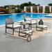 Patio Festival 5-Piece Resin Wicker Conversation Set in Off White and Brown