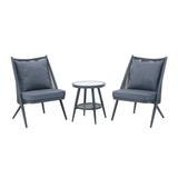 Furniture of America Delgado Bohemian Aluminum 3-Piece Patio Chair and Slate Top Table Set by Grey