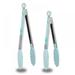 2 Pack Kitchen Tongs Stainless Steel Locking Cooking Tongs with Silicone Tips Heavy Duty Non-Slip Food Tongs for BBQ Cooking 9 + 12 Blue